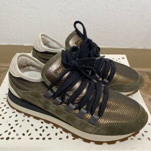 Brunello Cucinelli Gold and Black Sneakers